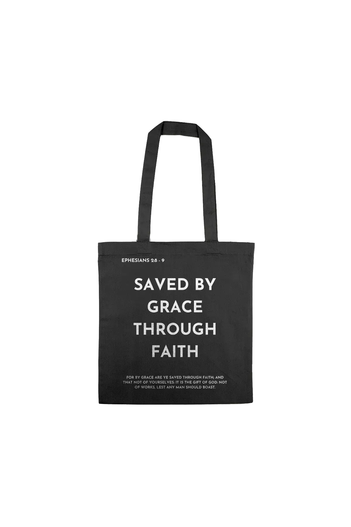 Saved by grace - Tote saved by grace svart tote Kristna kläder och presenter Saved by grace - Tote - Bild 2