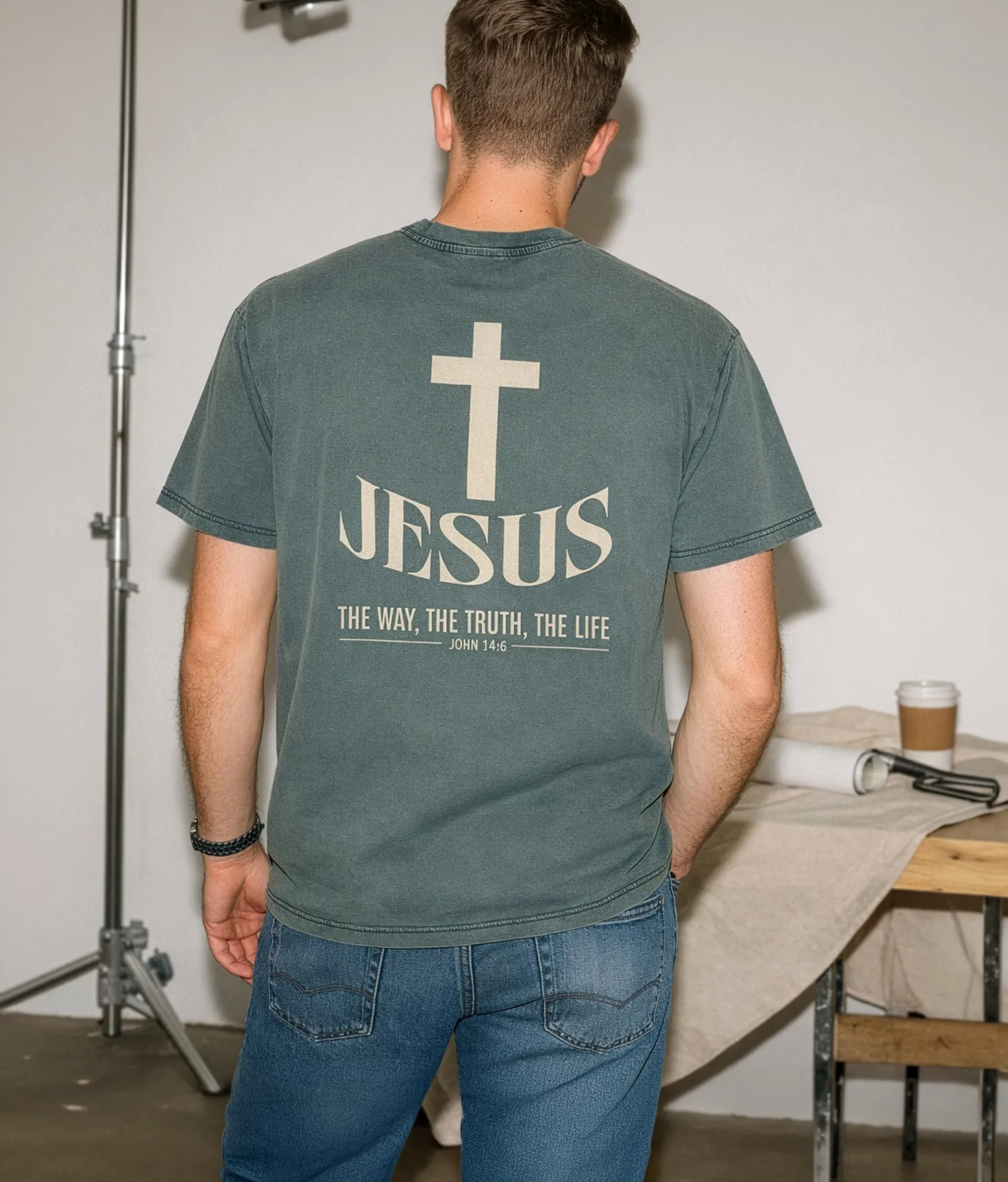 Jesus Cross - stone washed christian clothing 3 Kristna kläder och presenter Jesus Cross - stone washed