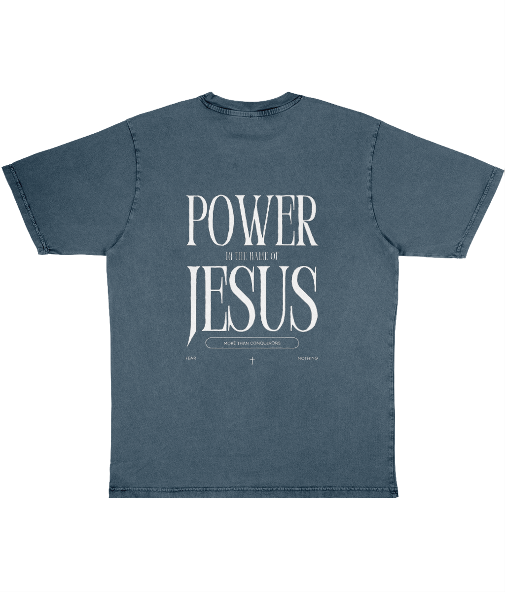 Power of Jesus - stone washed tee mockup 1901038ccaf053a6a2772cbd988f42eb Kristna kläder och presenter Power of Jesus - stone washed tee